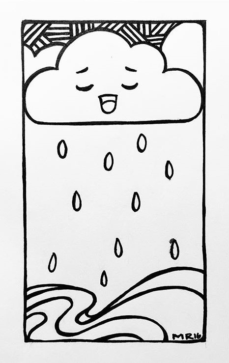Happy rain cloud raining